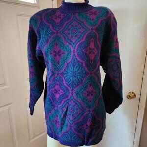 Mcnaughton Wear Petites Womens 90s Pullover Sweater Shoulder Pads Purple ReadDsc